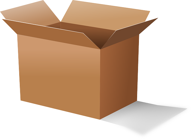 decluttering cardboard box